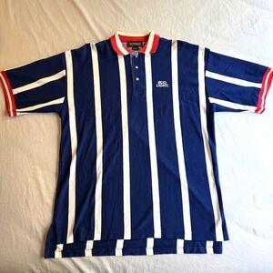 Southport Vintage 90s Bud Light Polo XL Blue & White Stripe Combed Cotton Retro